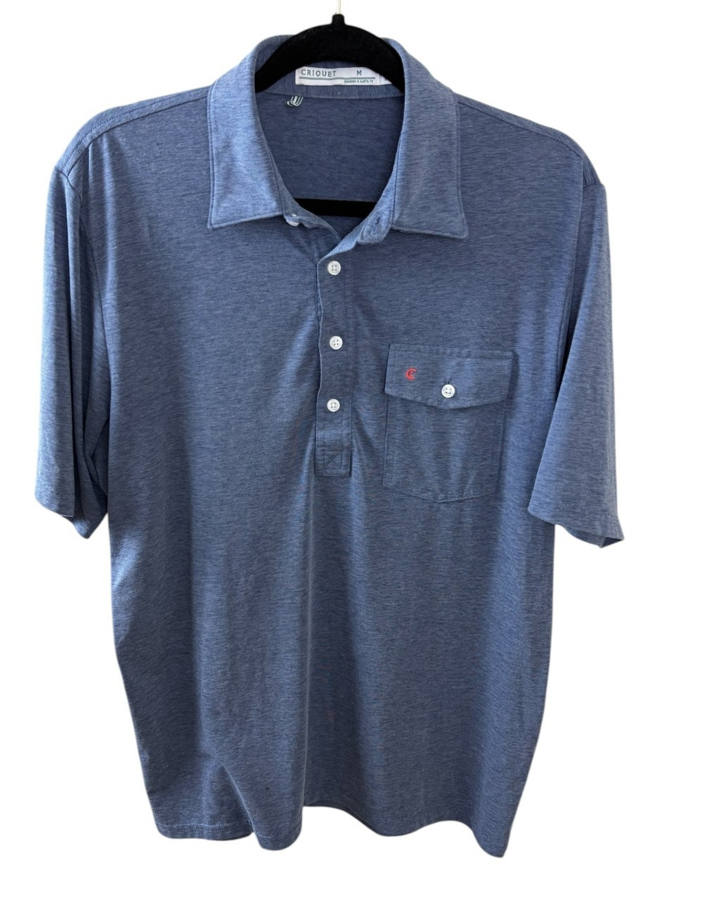 Criquet Polo Shirt Men M Blue Golf Pocket Made in Peru